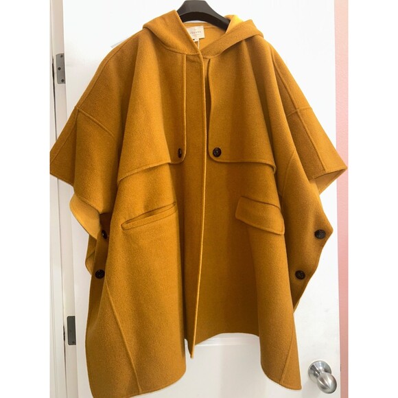 Sezane Dudley Cape Women’s Hooded OS NWT Mustard Wool - Picture 3 of 12